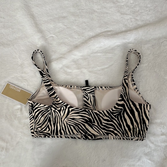 Michael Kors 2 Piece Zebra Print Bikini Women’s size Medium Zip Bra - Picture 4 of 9
